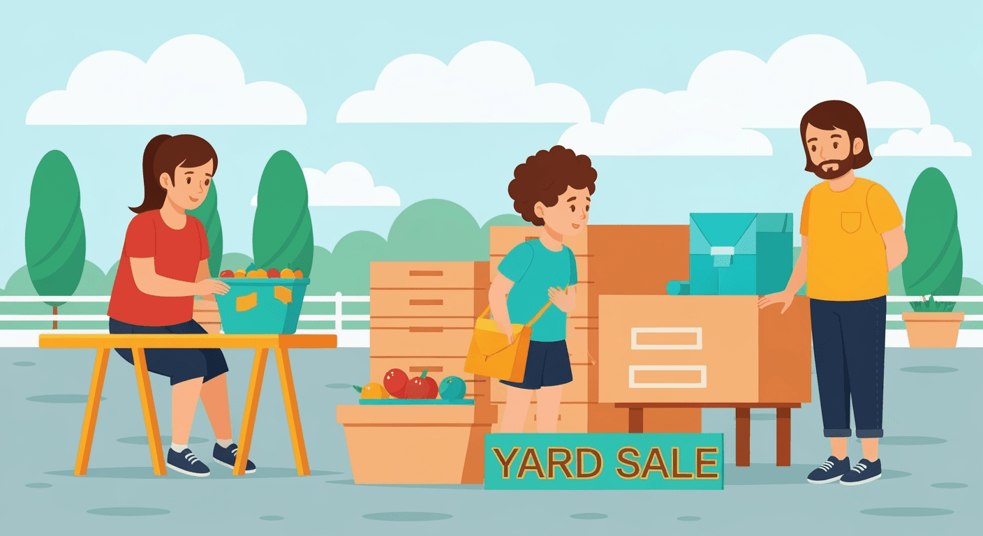 AI-generated illustration of a yard sale
