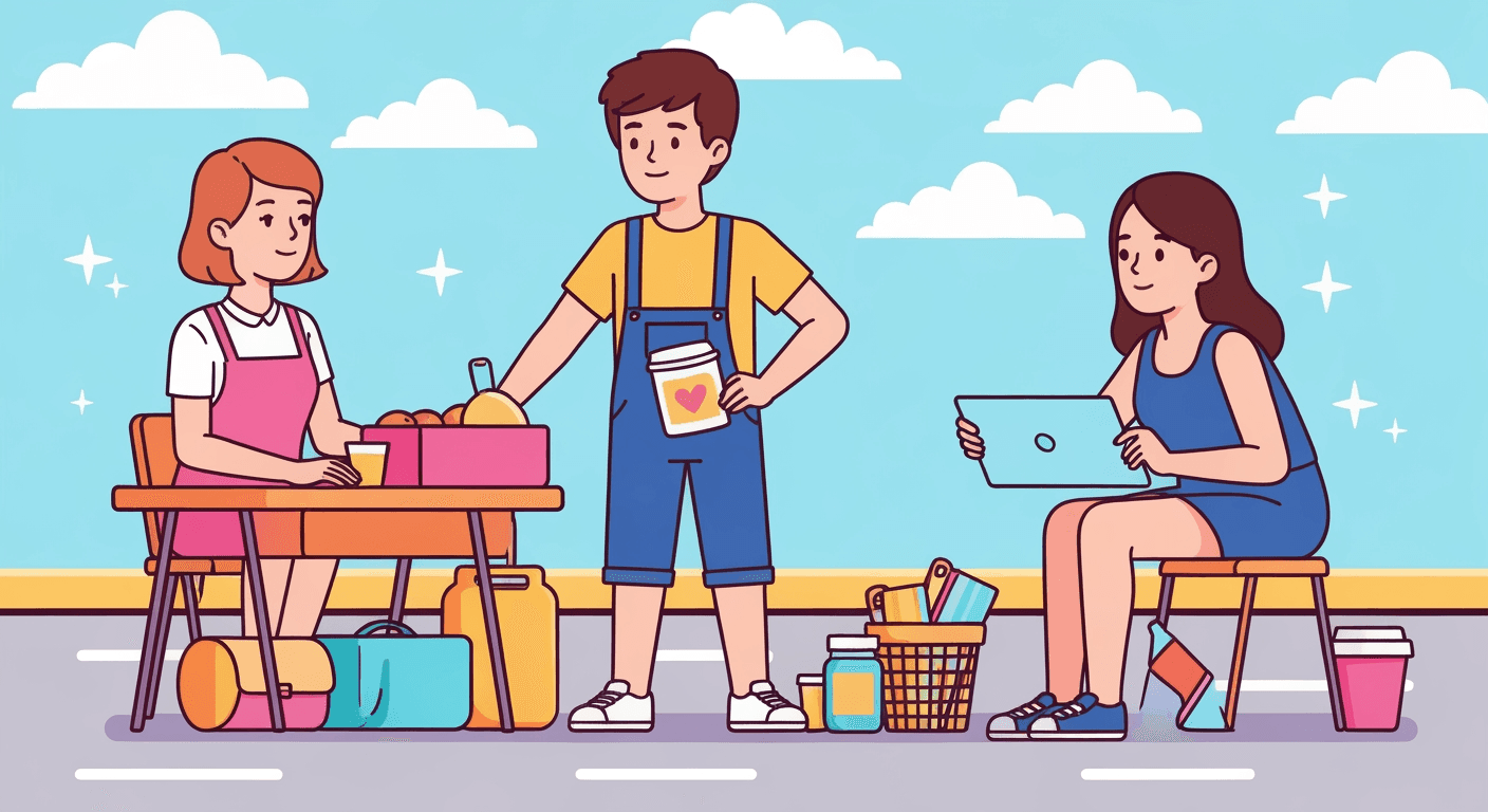 AI-generated illustration of a yard sale