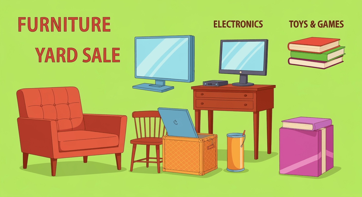 AI-generated illustration of a yard sale