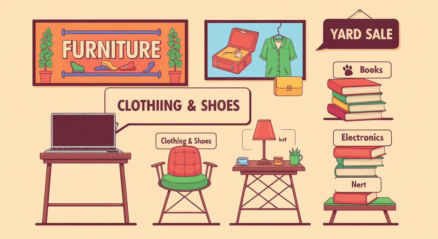 AI-generated illustration of a garage sale