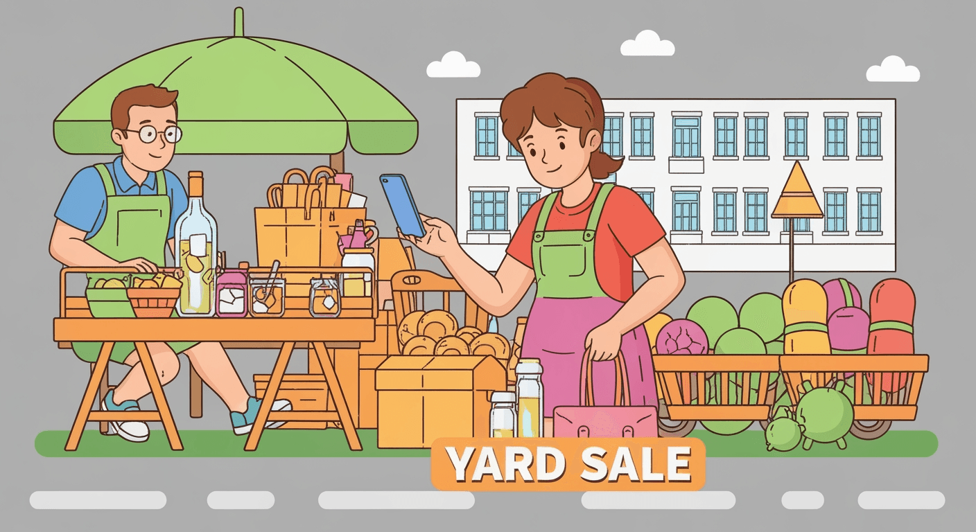 AI-generated illustration of a yard sale