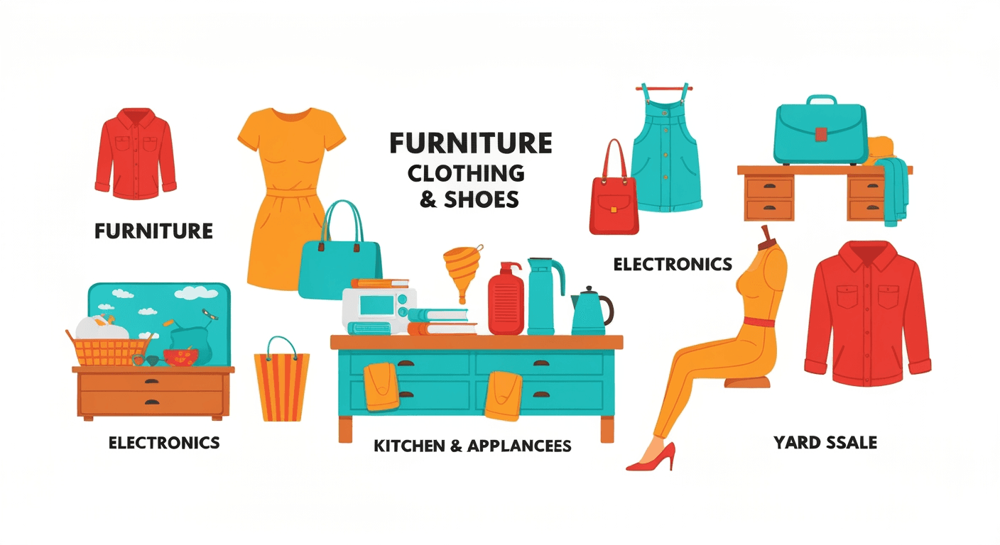 AI-generated yard sale illustration