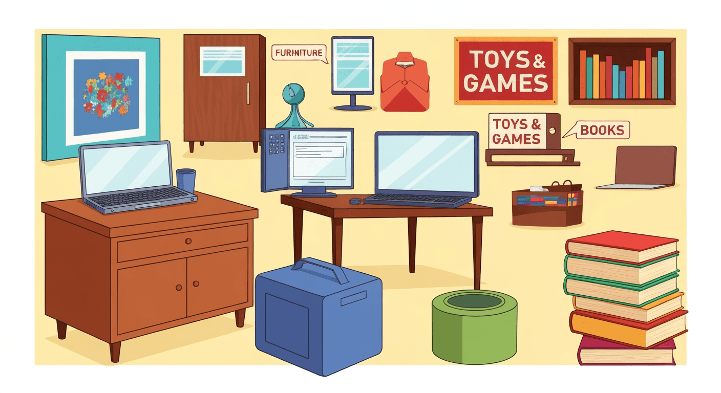 AI-generated illustration of a moving sale