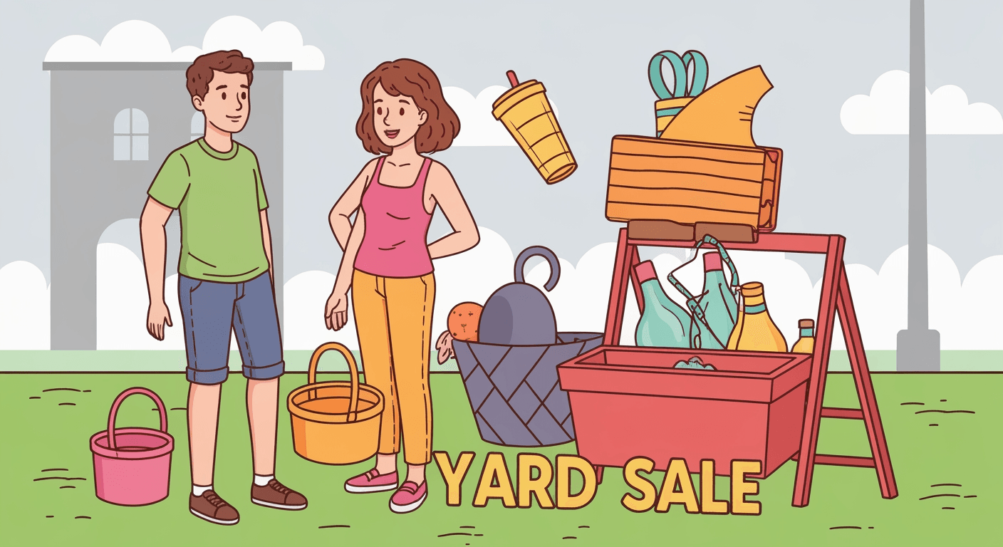 AI-generated illustration of a yard sale