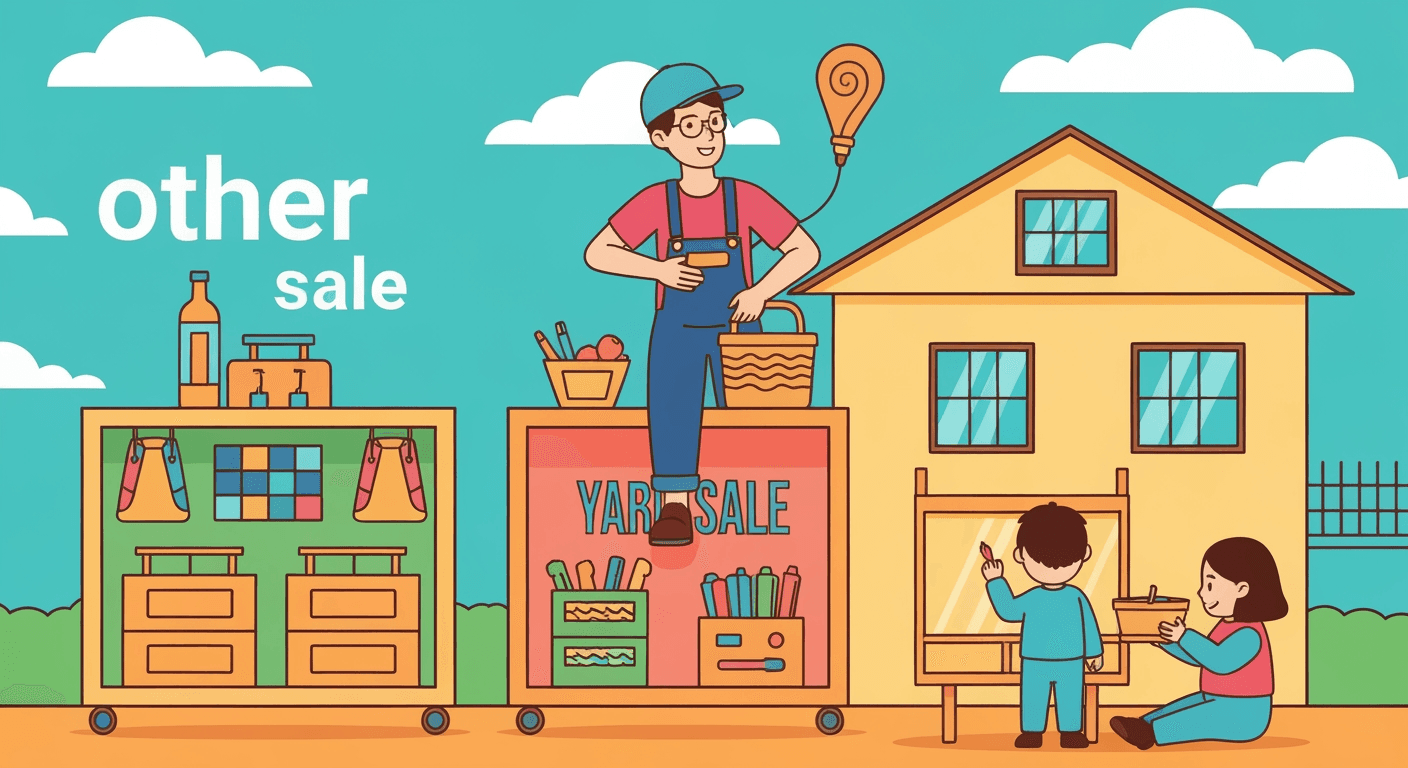 AI-generated yard sale illustration