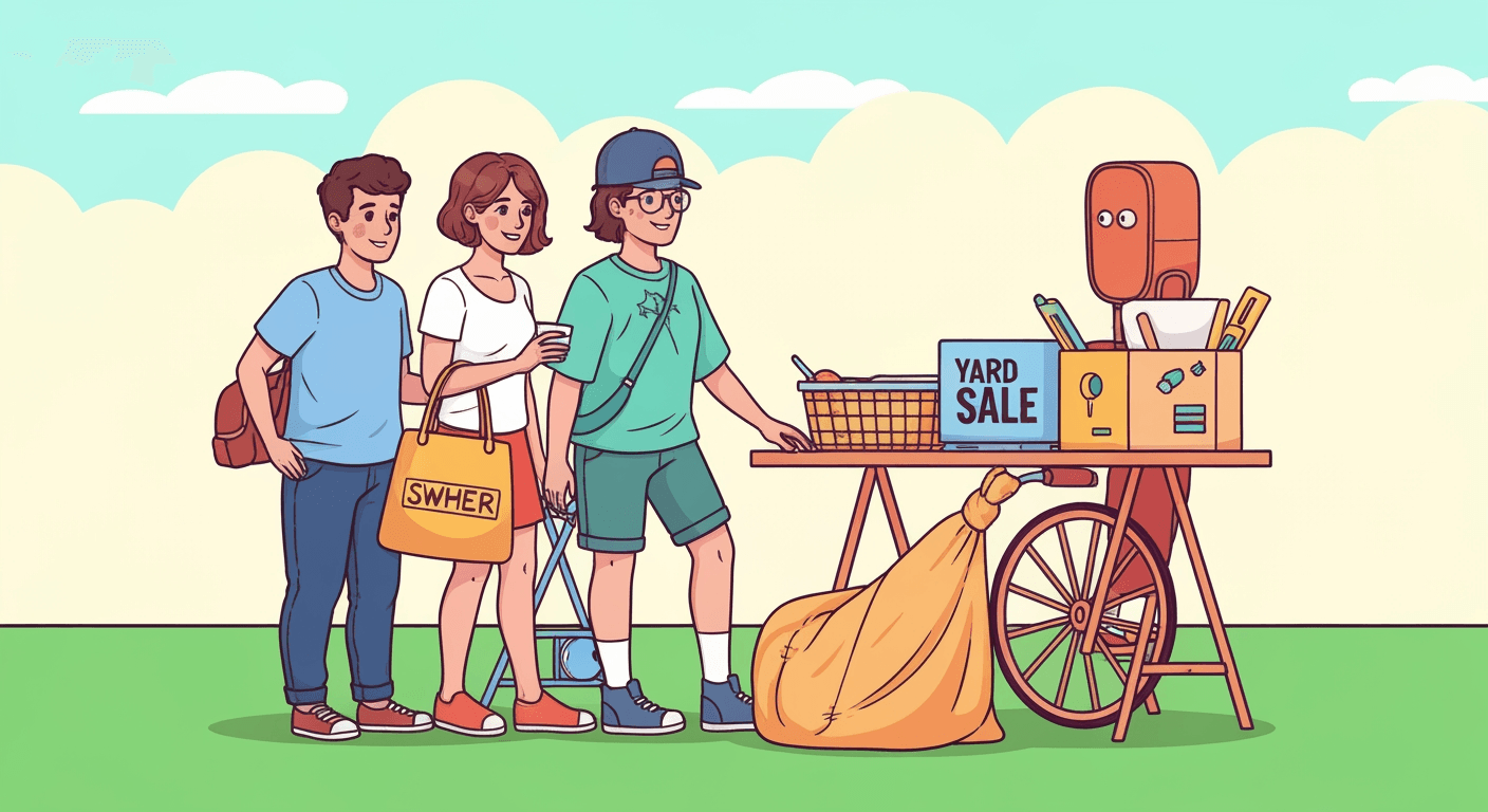 AI-generated yard sale illustration