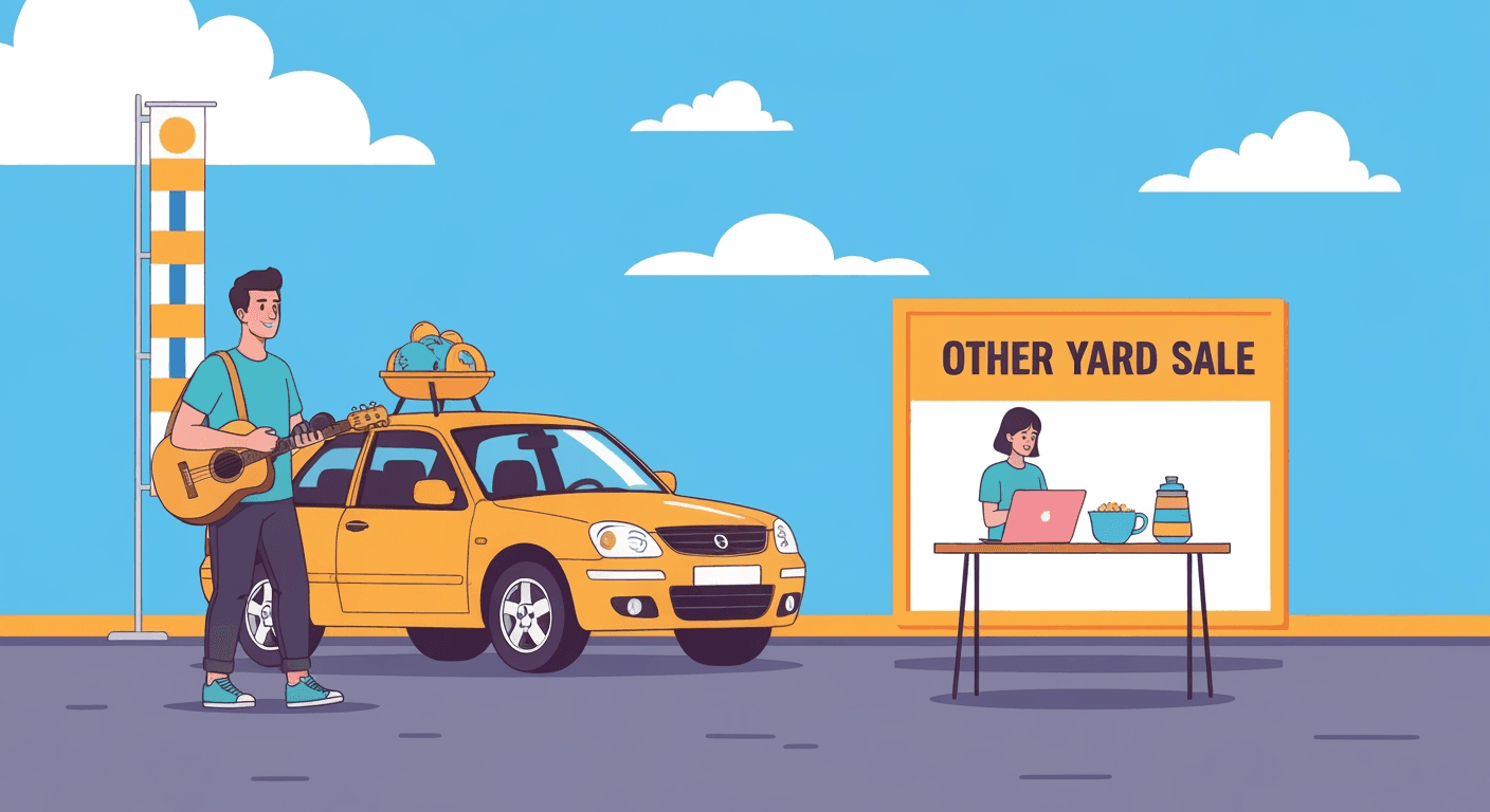 AI-generated yard sale illustration