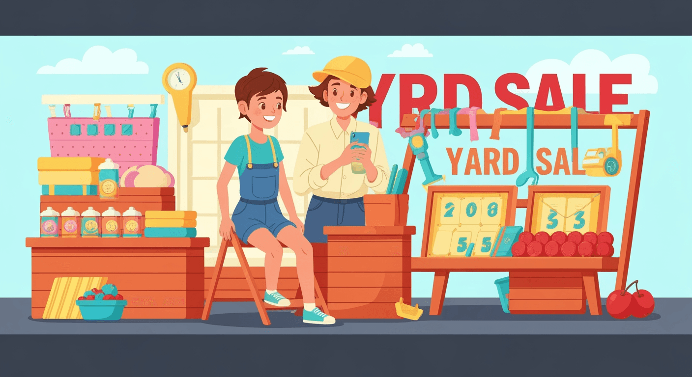 AI-generated illustration of a yard sale