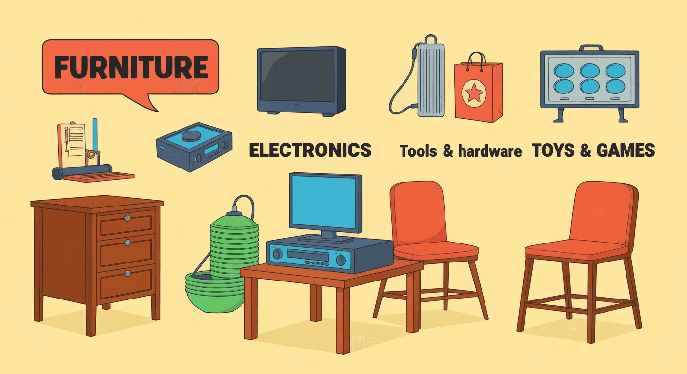 AI-generated illustration of a moving sale