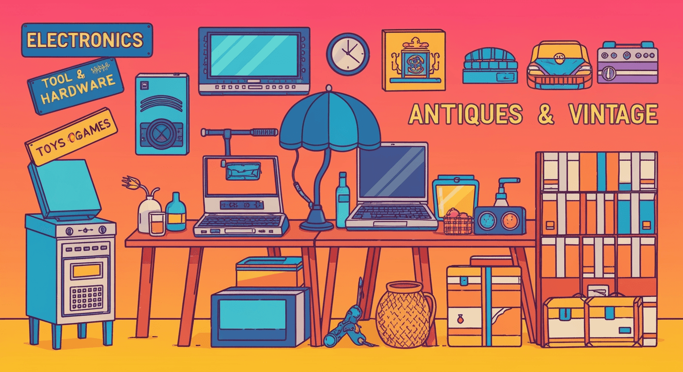 AI-generated yard sale illustration