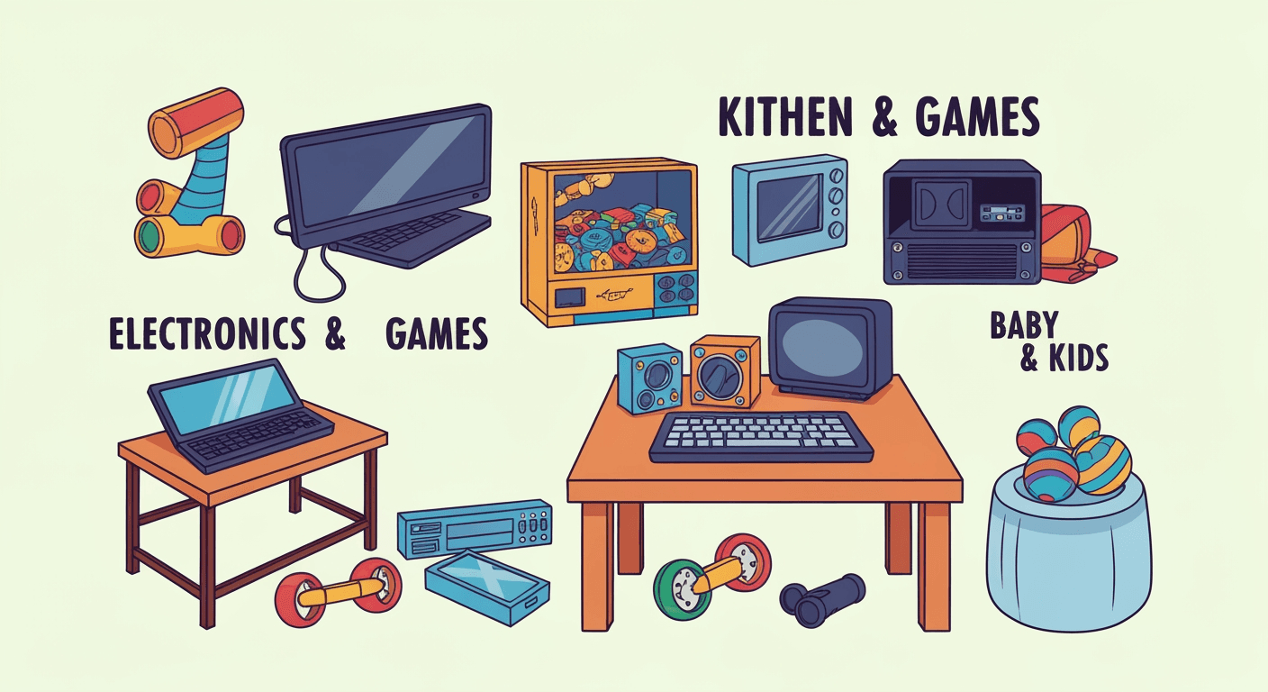 AI-generated illustration of a moving sale