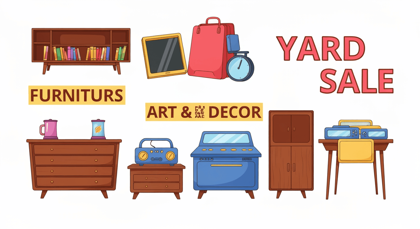 AI-generated yard sale illustration