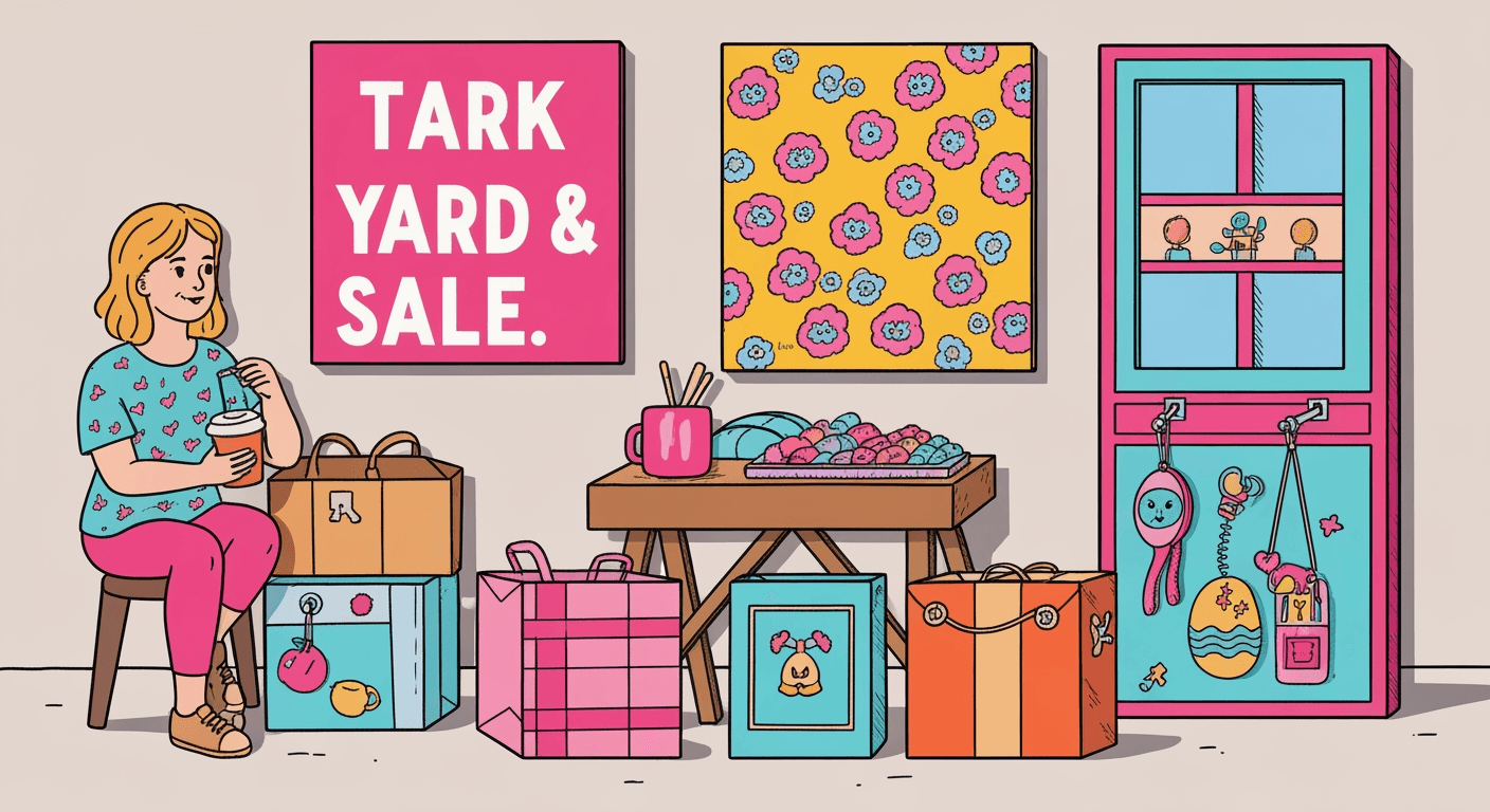 AI-generated yard sale illustration