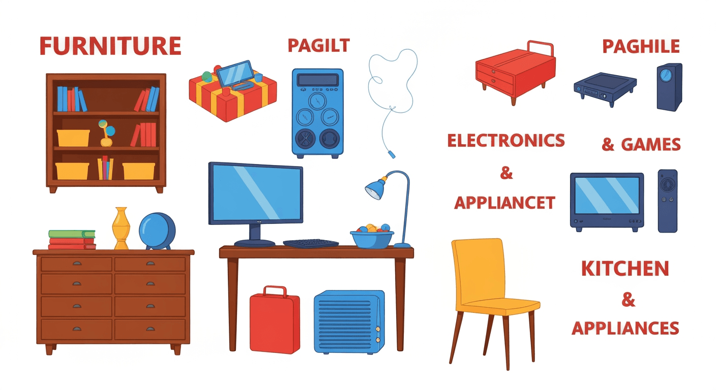 AI-generated illustration of a moving sale