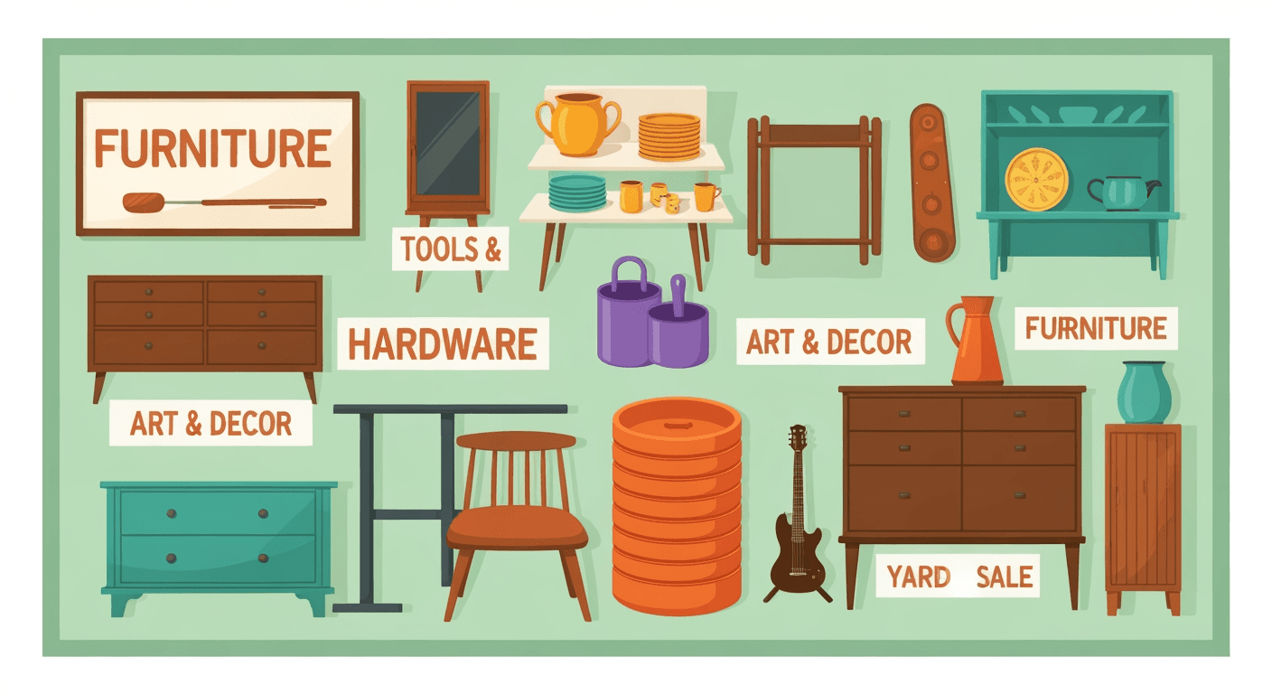 AI-generated yard sale illustration