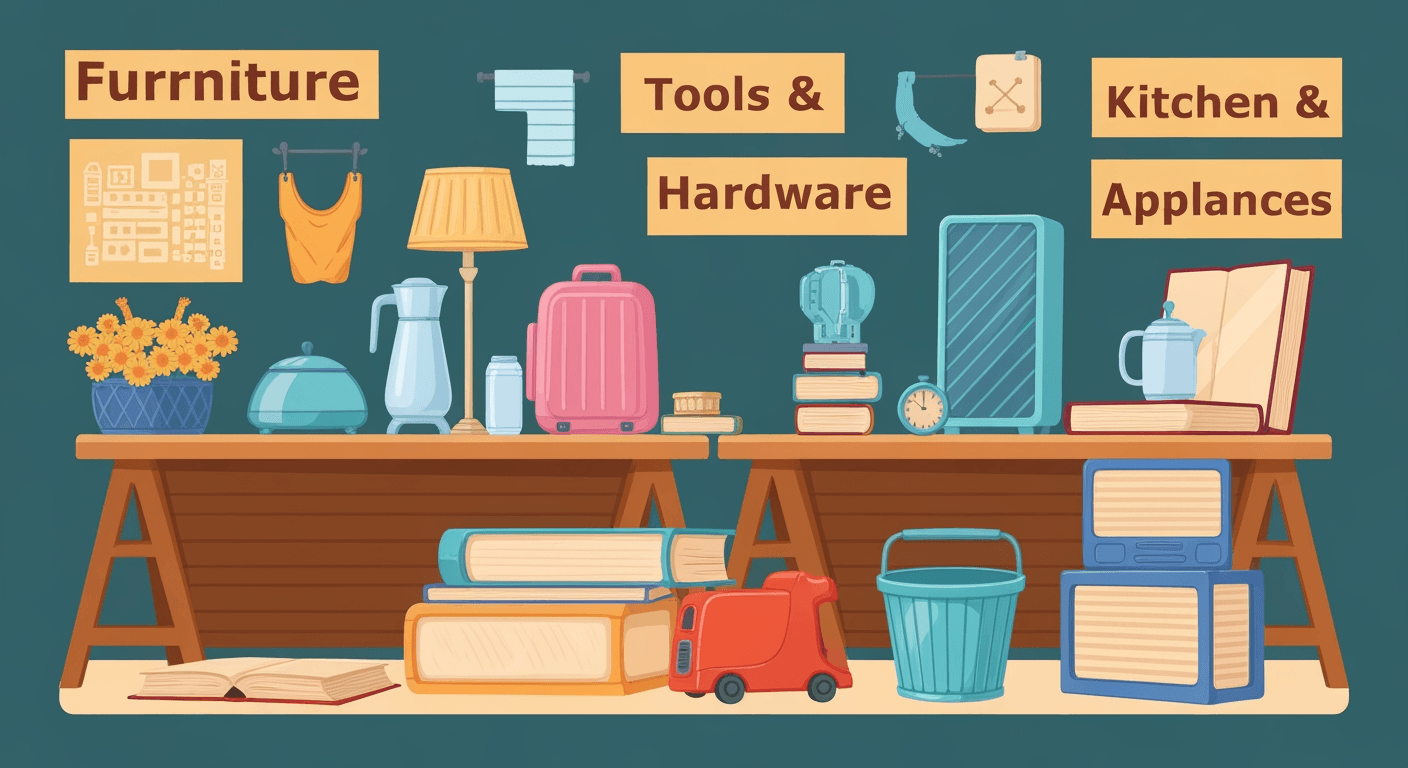 AI-generated yard sale illustration