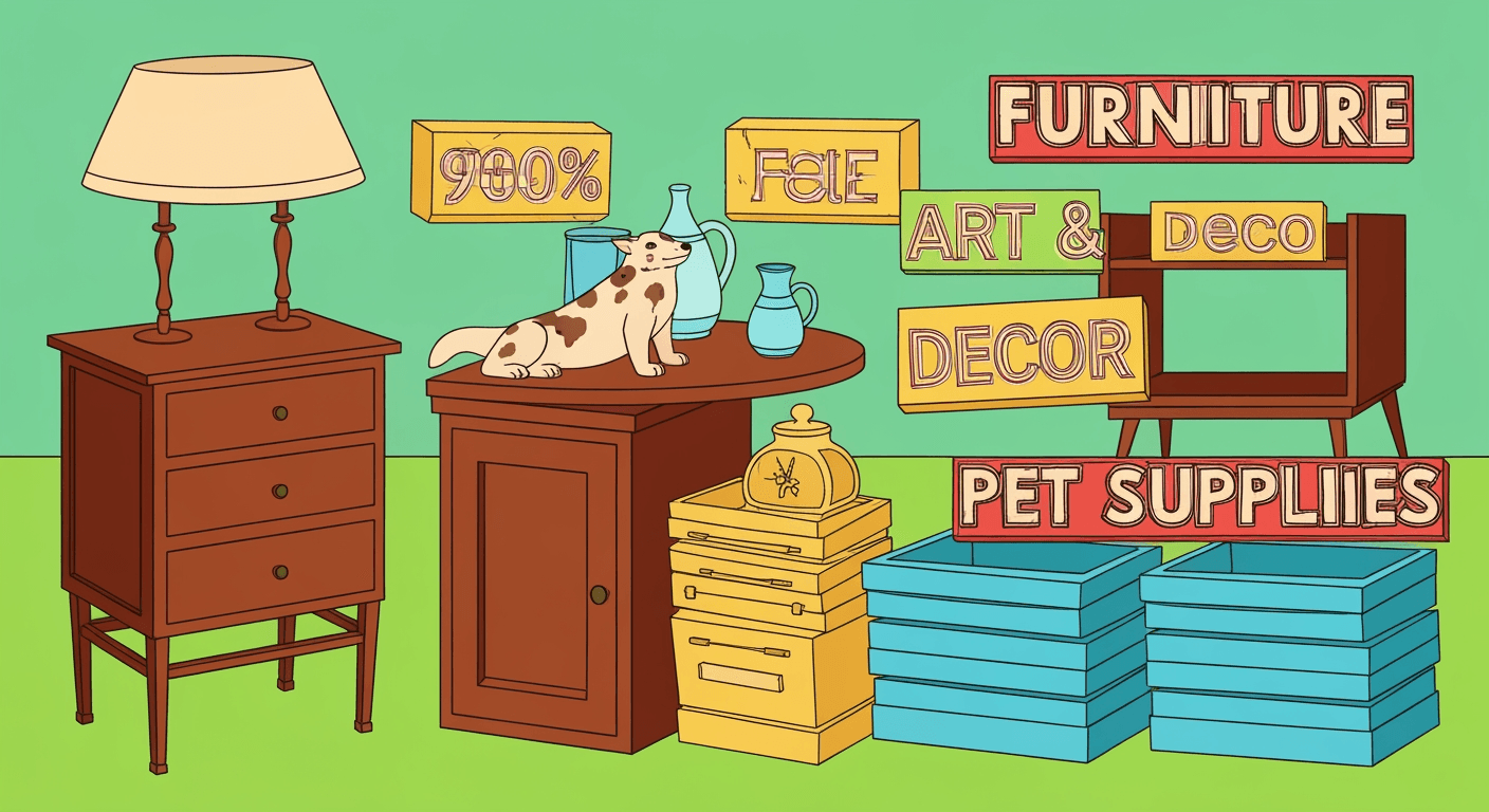 AI-generated yard sale illustration