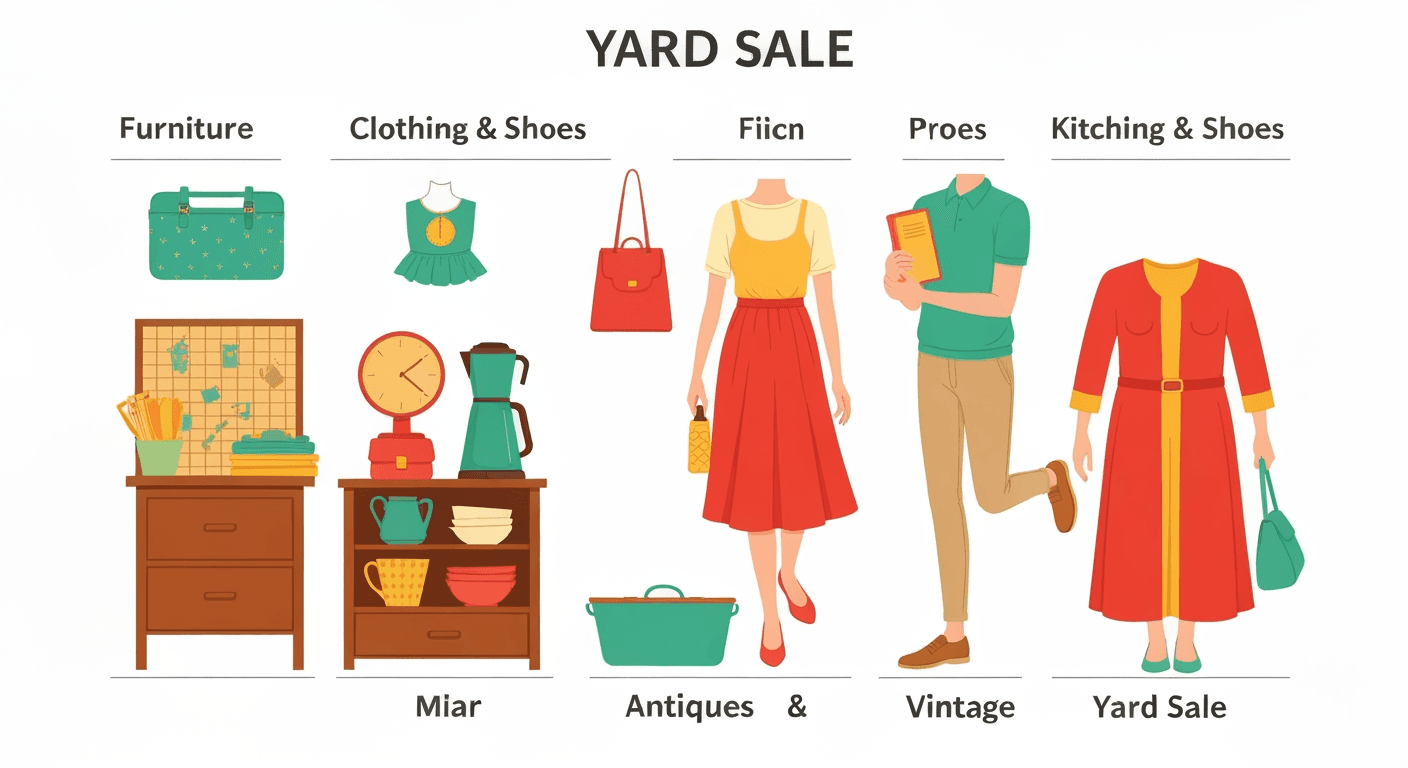 AI-generated yard sale illustration