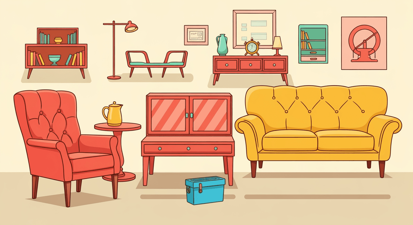 AI-generated illustration of a moving sale