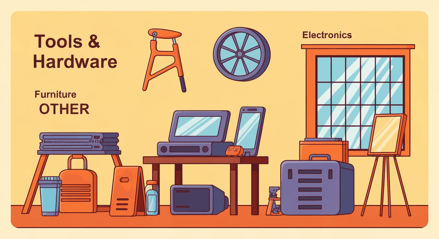 AI-generated illustration of a moving sale