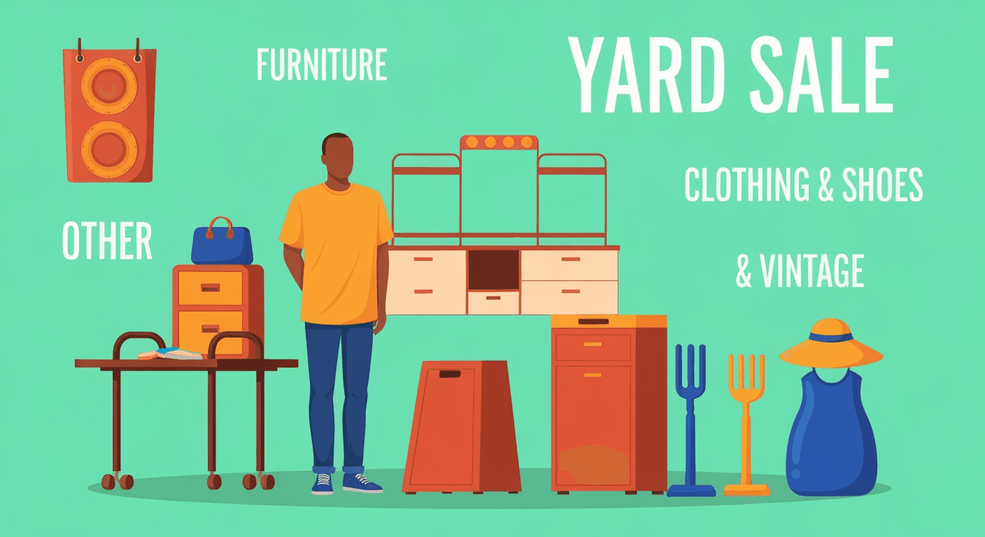 AI-generated illustration of a moving sale