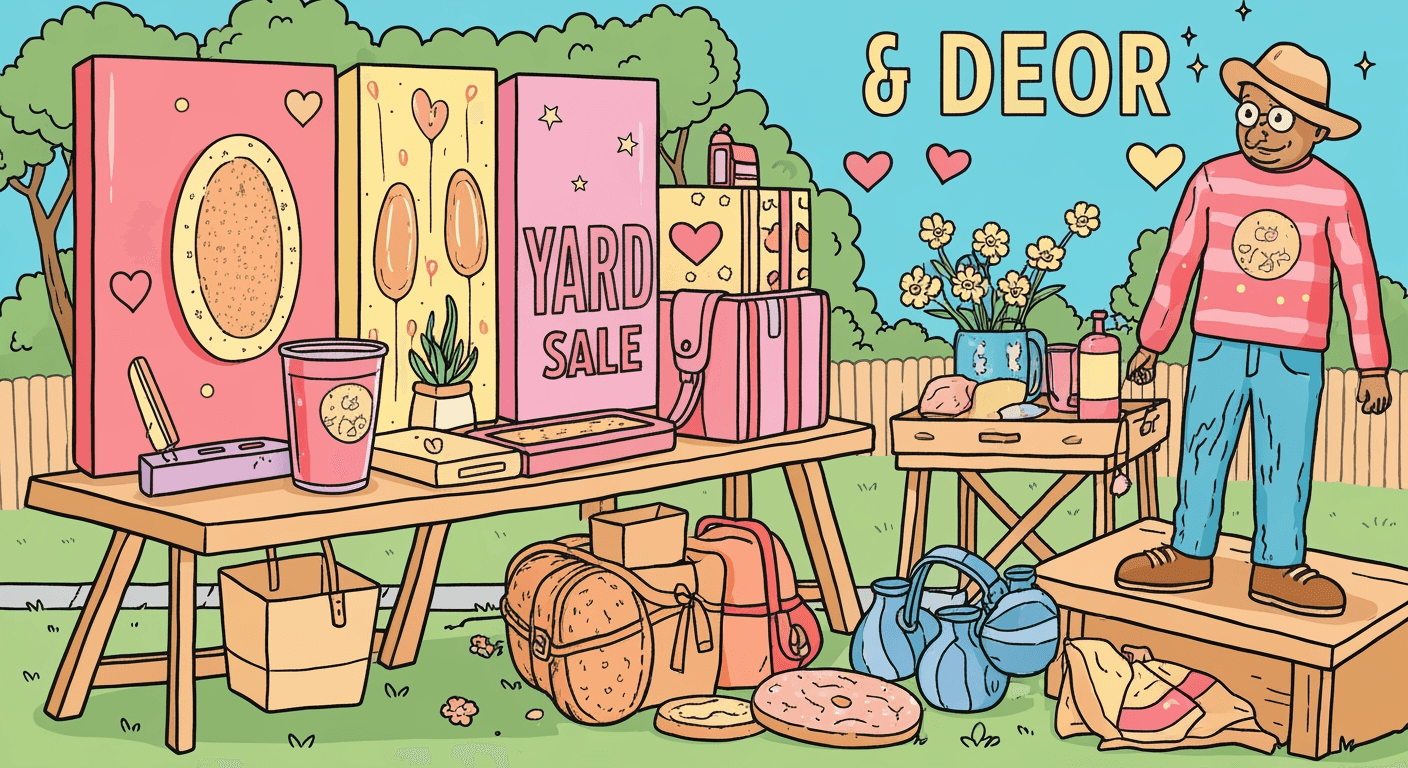 AI-generated yard sale illustration