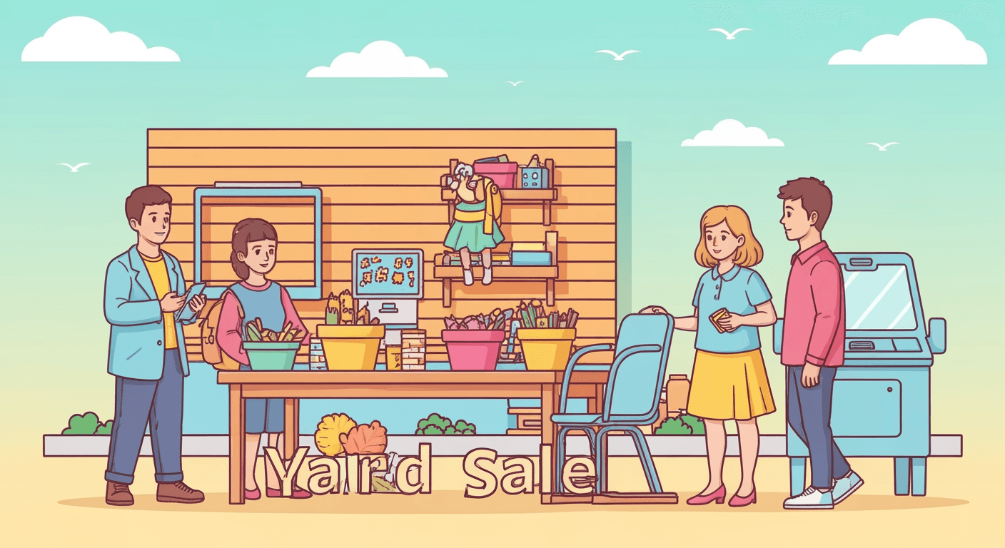 AI-generated illustration of a yard sale