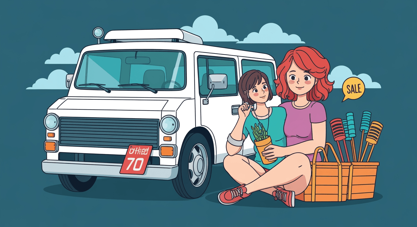 AI-generated yard sale illustration