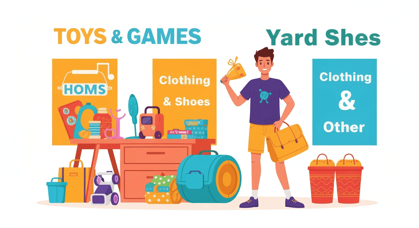 AI-generated illustration of a moving sale