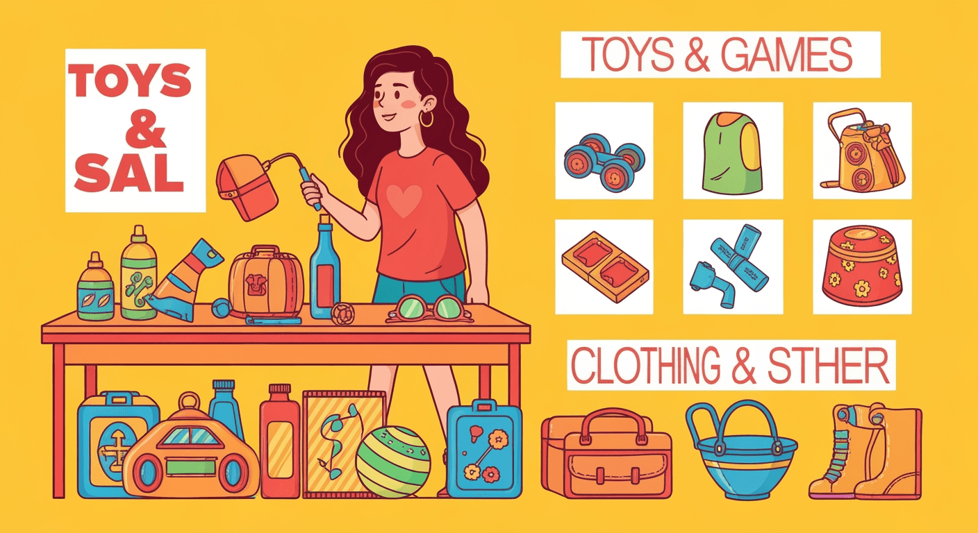 AI-generated illustration of a moving sale