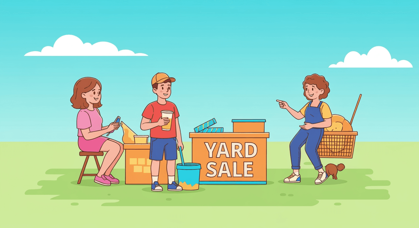 AI-generated yard sale illustration
