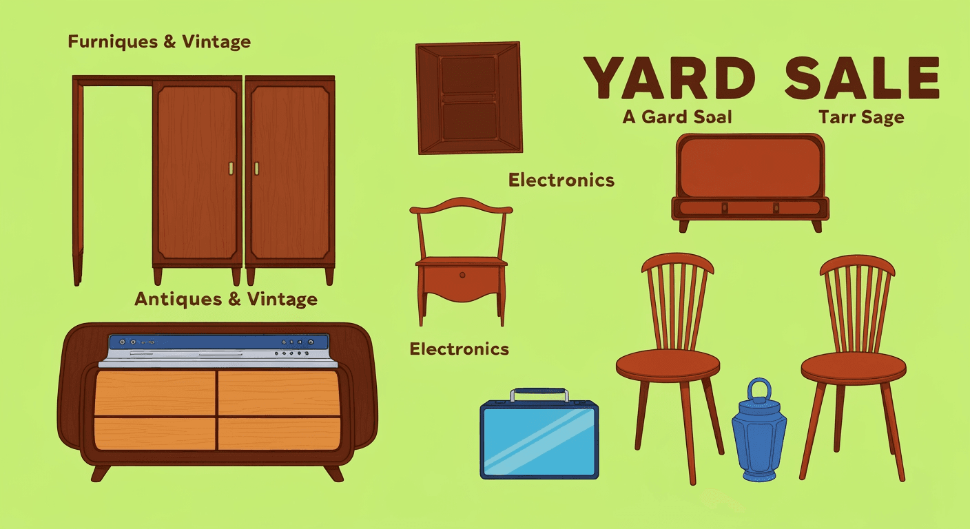 AI-generated illustration of a garage sale