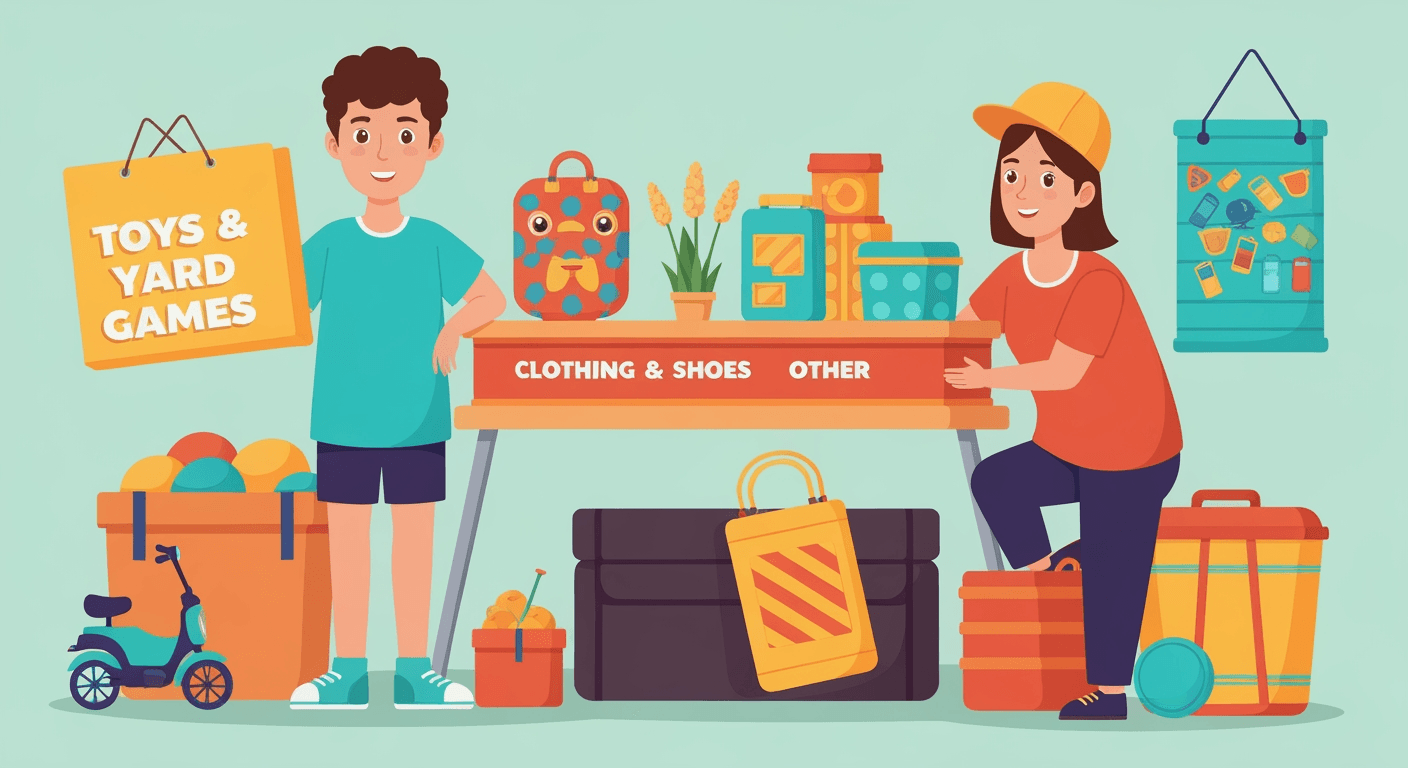 AI-generated illustration of a moving sale